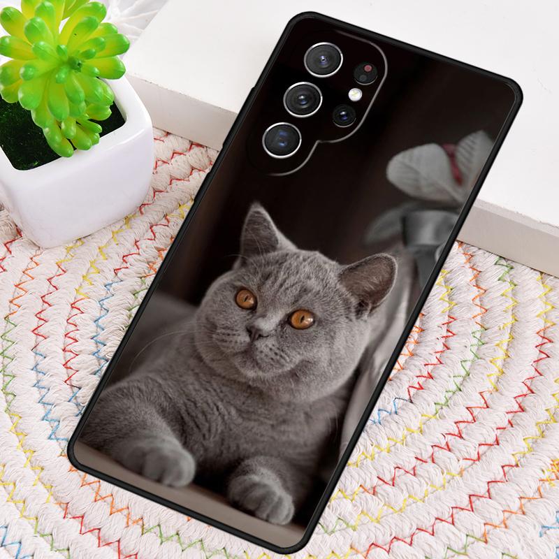 Серый Британский короткошерстный кот Силиконовый чехол для телефона Samsung Galaxy note 10 pro S26 S25 S24 S23 S22 S21 Plus S25Ultra Capa Cover
