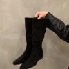 2024 Hot Sale Shoes for Women Sleeve Women's Boots Autumn Winter Pointed Toe Warm Solid High Tube Low-heeled Fashion Boots