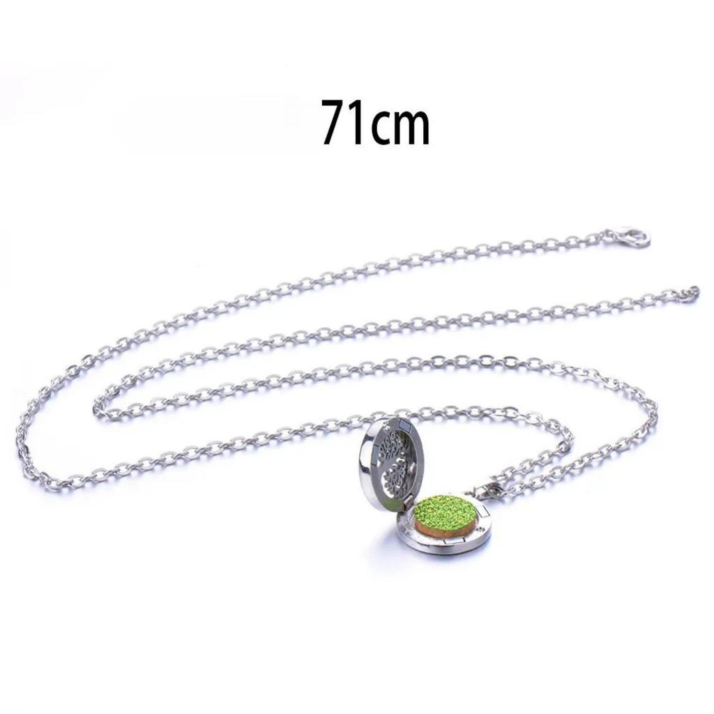 Colorful Crystal Tree Of Life Aromatherapy Necklace Perfume Oil Diffuser Chain Pendant Lockets Jewelry