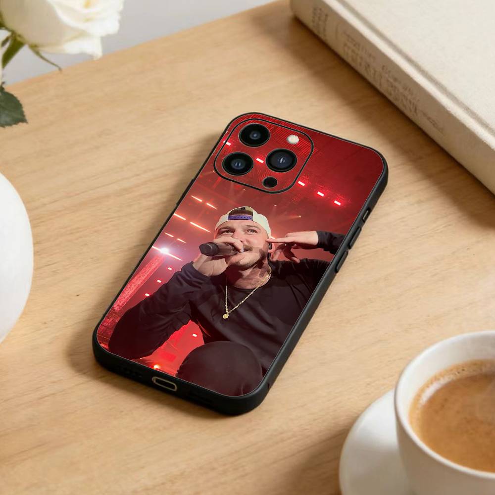 Morgan Wallen Phone Case For iPhone17,16,15,14,13,12 Plus,Max Soft Silicone Black Cover