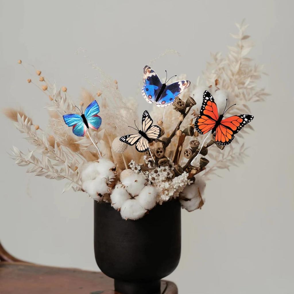 12 шт. Искусственные Бабочки Декор, 2 Размера Бабочки для Поделок, DIY 3D Уникальные Декоративные Бабочки для Искусственных Цветов, Пасха, Весна, Осень
