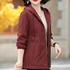 Plus Size Middle Age Women's Jackets Hooded Autumn Elegant Long Sleeve Casual Coats Ladies Outerwears