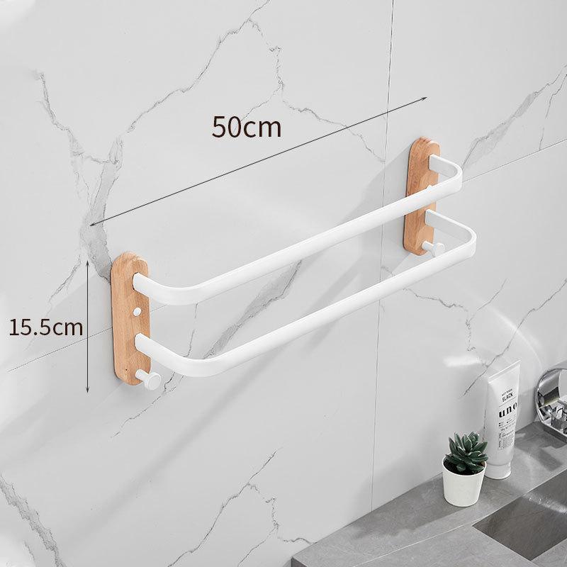 40cm-60cm Wood Bathroom Towel Rack Black/White Aluminum Towel Holder Wall Hanging Multi Pole Triple Towel Bar With Hook