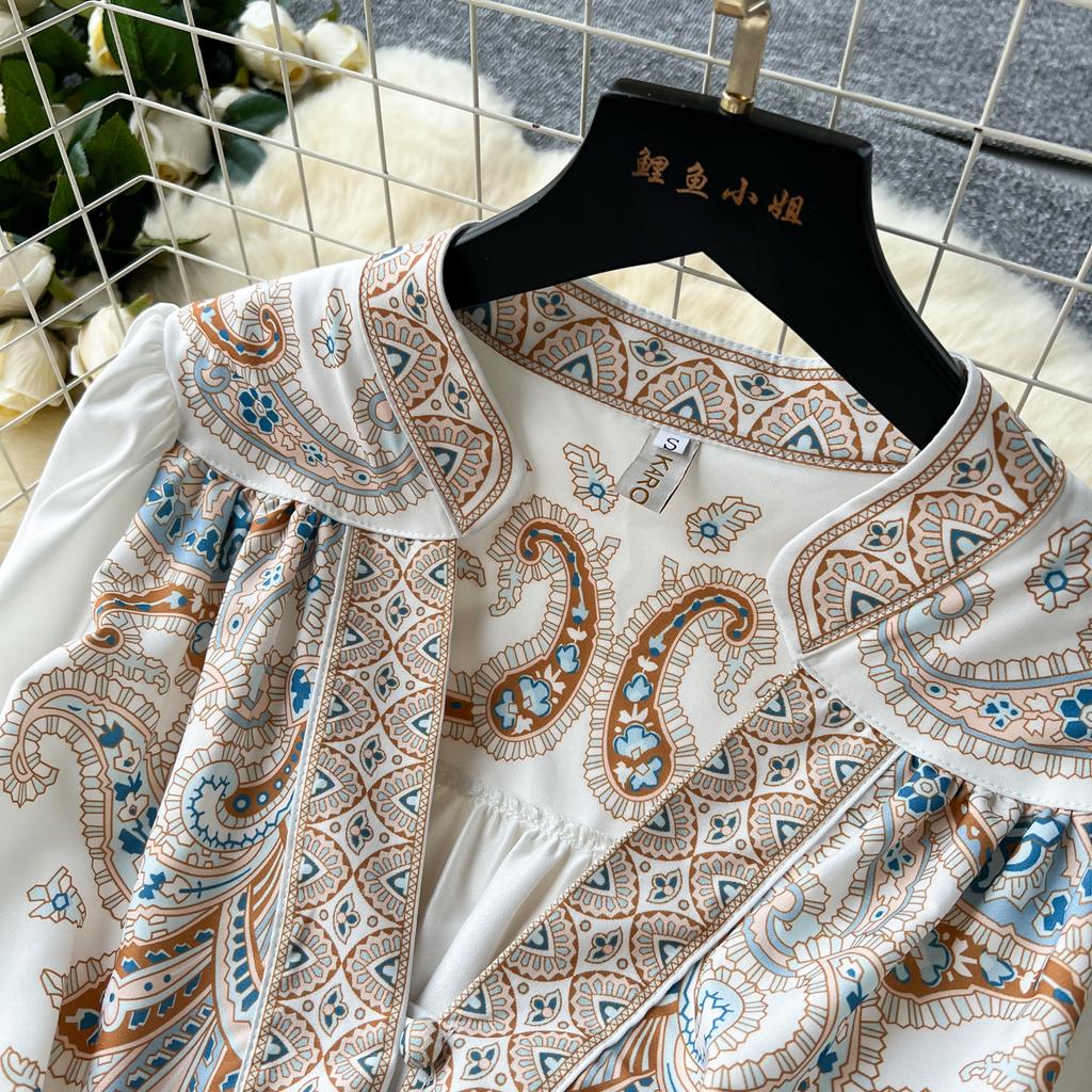 Элегантное длинное платье во французском стиле ретро, женские вечерние платья в придворном стиле с принтом пейсли, женские тонкие длинные платья трапециевидной формы с v-образным вырезом