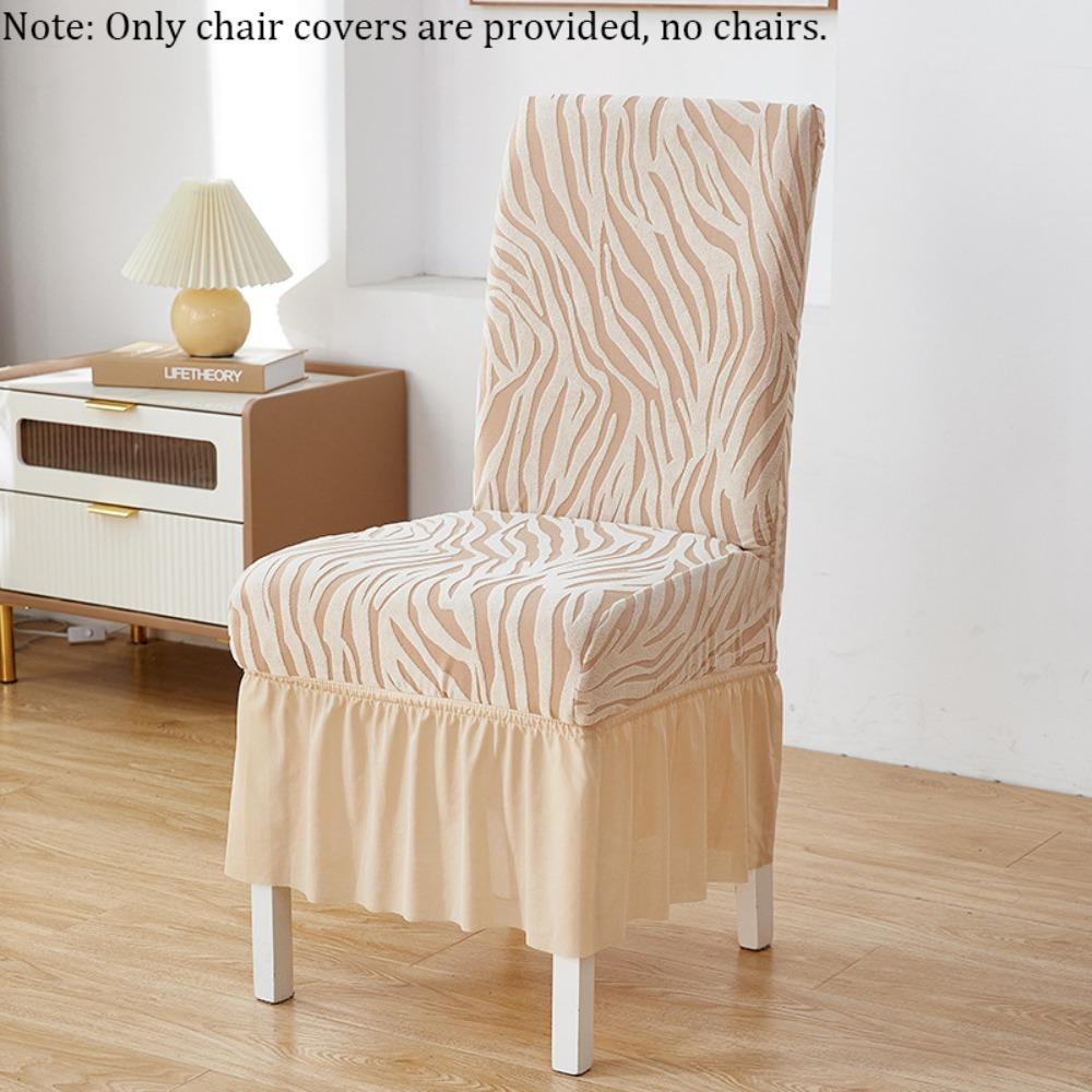 Elastic Skirted Chair Cover Dustproof Removable Wear-Resistan Seat Cover Jacquard Wave Pattern Living Room Chair Cover