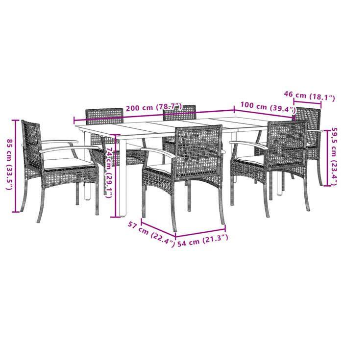VidaXL Ensemble à Manger de Jardin avec Coussins 7pcs, Table et Chaise de Terrasse, Meubles de Patio, Mobilier d'Extérieur, 3213608