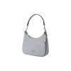 Coach Hobo 23 Letter Logo Plaque Embroidered Crosshatch Canvas And Leather Half-Moon Bag Women Shoulder Bag Gray CJ842-N19