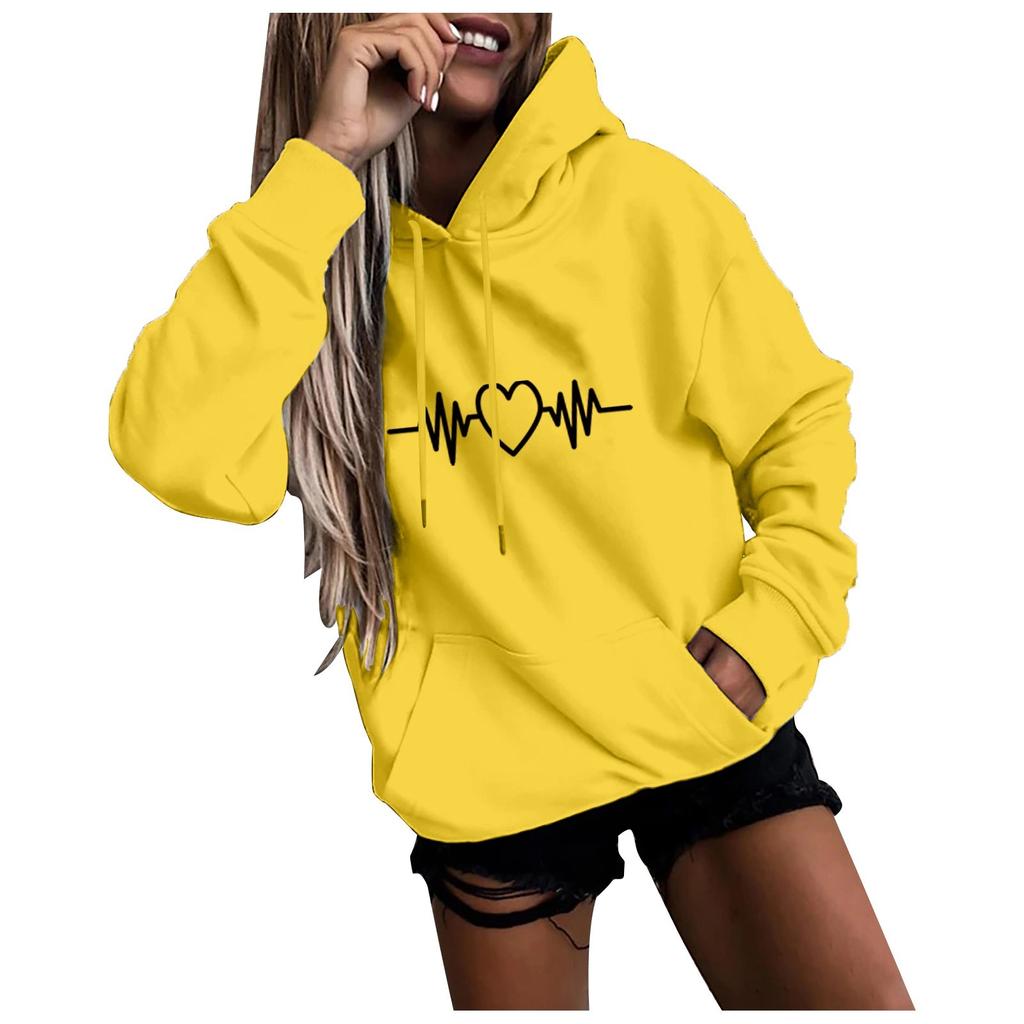 Women's Fashion Casual Fun Print Hooded Sweatshirt Loose Sports Tops Pullover