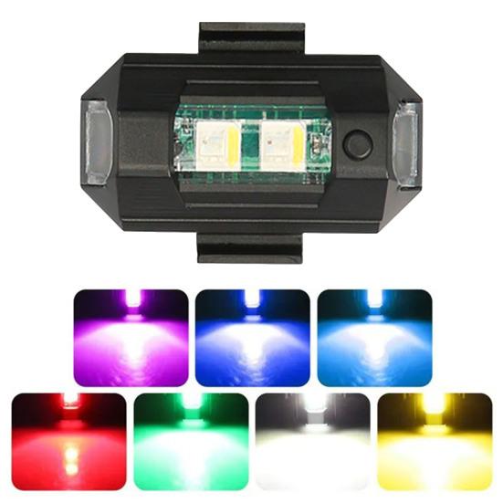 2 шт. светодиодных стробоскопических фонарей 7 цветов, перезаряжаемые через USB, предупреждающие огни для езды, полета, предотвращения столкновений, задние фонари для мотоциклов, грузовиков, велосипедов