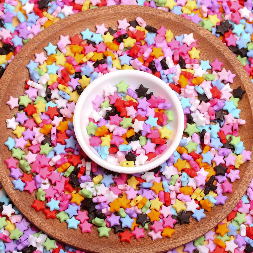 500 г, около 2500 шт., ювелирные аксессуары в форме звезды, свободные бусины, фурнитура «сделай сам», акриловая прокладка ярких цветов, 9 мм