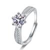 Bague Ringen Кольцо с муассанитом VVS D цвета 1 карат/2 карата для женщин, ювелирные изделия из стерлингового серебра 925 пробы, открытые кольца с выращенными в лаборатории бриллиантами, подарок