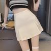Женская белая юбка А-силуэта с разрезом и высокой талией - летняя короткая юбка, маленький размер, дизайн, защищающий от воздействия окружающей среды