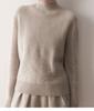 Women's Wave Jacquard Thickened Cashmere Sweater, Solid Color Half-High Neck Knit Top for Autumn/Winter 