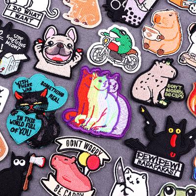 Нашивки с изображением животных из мультфильмов, термоклеящиеся нашивки на одежду, термоклеящиеся нашивки на одежду, вышитые нашивки в стиле хип-хоп для одежды, значки