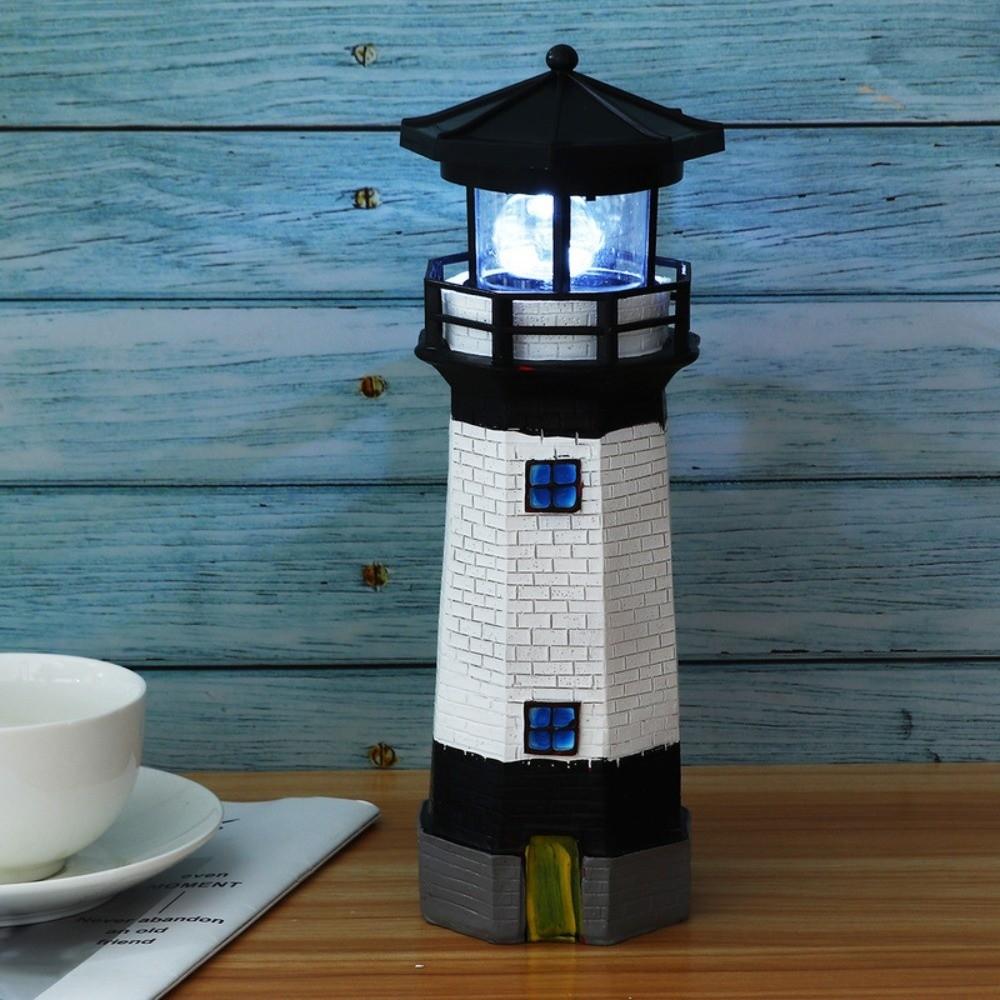 Solar Powered LED Lighthouse Lamp Rotating Beam Lantern Lighthouse  Courtyard Decoration