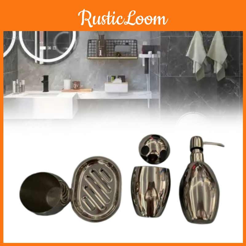 Stainless Steel Bathroom Set Storage Lotion Bottle Washbasin Cup Tool Durable