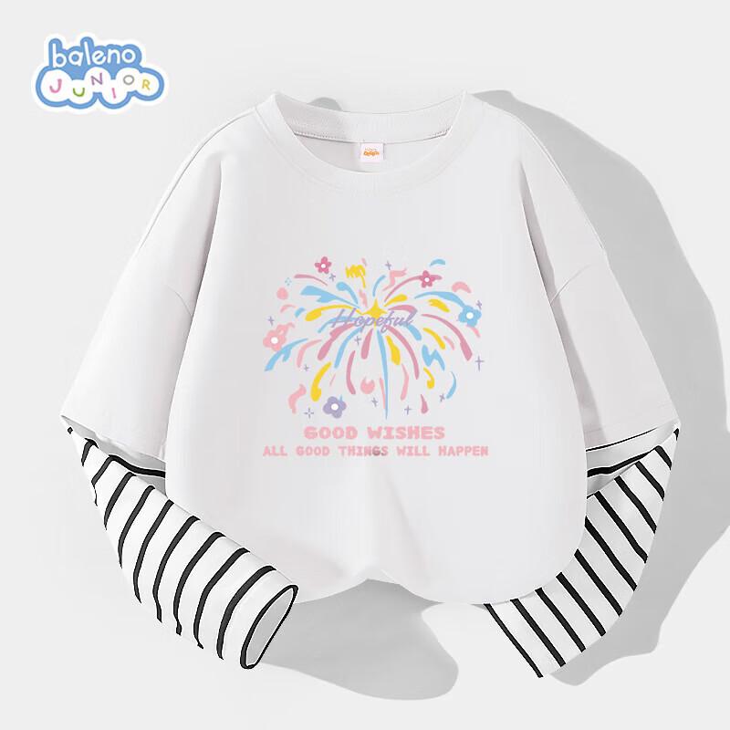 Baleno Girl's Striped Fake Two-Piece Long-Sleeve T-Shirt