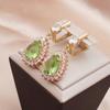Роскошные серьги-капли с зеленым цирконом в форме капли для женщин, модные серьги золотого цвета, ювелирные изделия, аксессуары для вечеринок