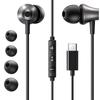 UGREEN Type with Call Volume Remote Wired Sound Sound Leakage Compatible with Devices Such as iPhone Galaxy Black USB-C Type-C Earphones, In-Ear Mic,