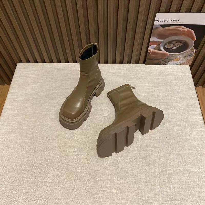 Xiaoxiangfeng Thick-Soled White Martin Boots Women'S Shoes Thin Boots Are Popular Small Short Boots Today