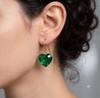 Heart Emerald Earring For Her, 925 Sterling Silver, Valentine Day Gift, Gold Hook Earring, Green Gemstone Earring, Gift For Love, Birthstone Earring