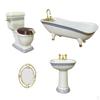 4pieces 1:12 Miniature Dollhouse Bathroom Set - Bathtub Toilet Sink Mirror