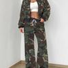 Outdoor Camouflage Autumn And Winter New European And American Women'S Clothing Retro Printing Suit Women
