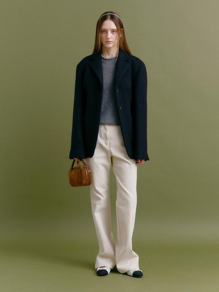 MOAT Alpaca Single Half Jacket (Dark Navy)