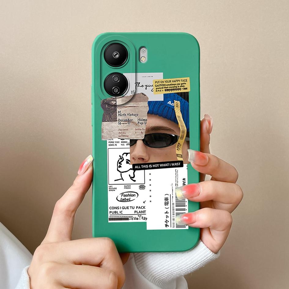 Чехол для телефона Xiaomi Redmi 13C Note 13 Pro A3 K60 Ultra K70 Pro K70E, модный матовый жидкий силиконовый защитный чехол для телефона для мальчиков и девочек, бамперы