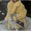 Autumn Winter Thick Warm Women Faux Fur Coat Turn-down Collar Long Sleeve Coats Casual High Quality Fluffy Jacket Outwear