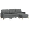Vidaxl 3-Osobowa Sofa Z Podnóżkiem, Ciemnoszara, 210 Cm, Tkaniną