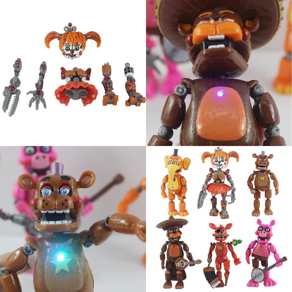 Коллекционный набор из 6 светящихся фигурок Five Nights At Freddy's с подвижными частями