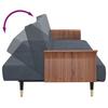Dark Grey Velvet Sleeper Sofa with Drink Holders