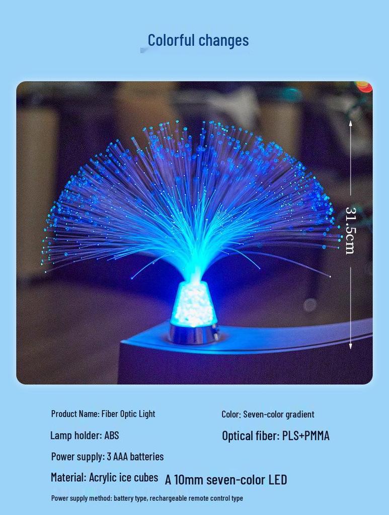 Colorful Fiber Optic Starry Night Bedside Lamp for Bedroom Ambiance