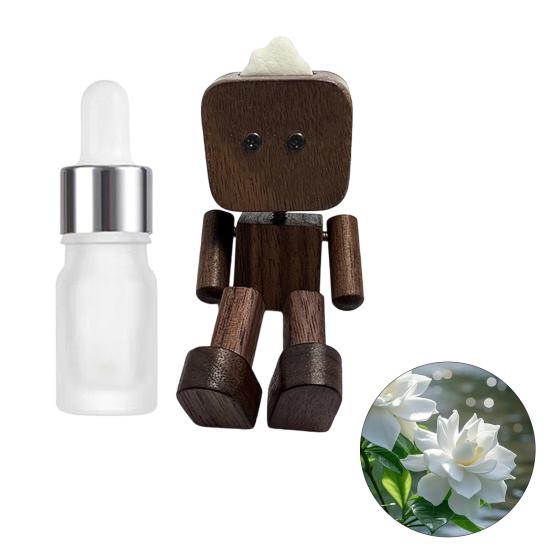 Wooden Man Figurine with Swing Feet Car Aromatherapy Ornament Handcrafted Wooden Art Piece Auto Decor