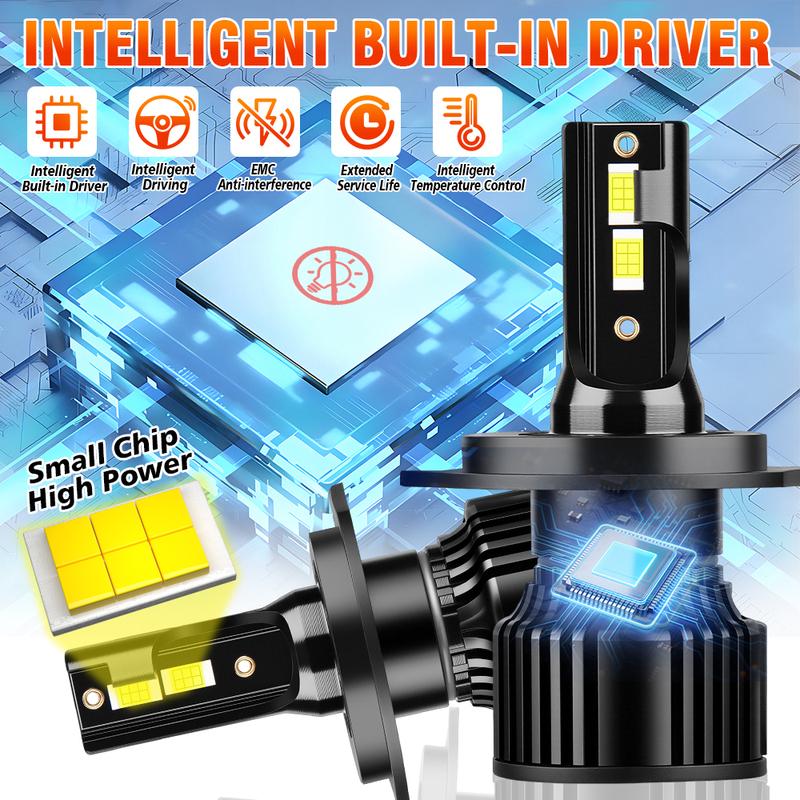 2 шт. Светодиодные лампы для фар автомобиля H4 200 Вт Суперяркие Canbus LED для автомобильной фары CSP 3570 С охлаждающим вентилятором Автомобильный свет 6500K Белый