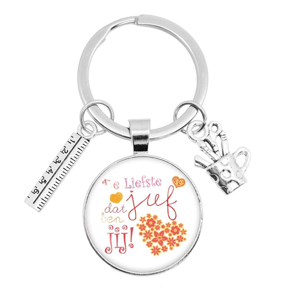 ДЛЯ самой милой Учительницы Брелок Стеклянный Брелок Anneau Porte Clef Спасибо Учительнице Подарок Thank You Dear Teacher Gift Jewelry