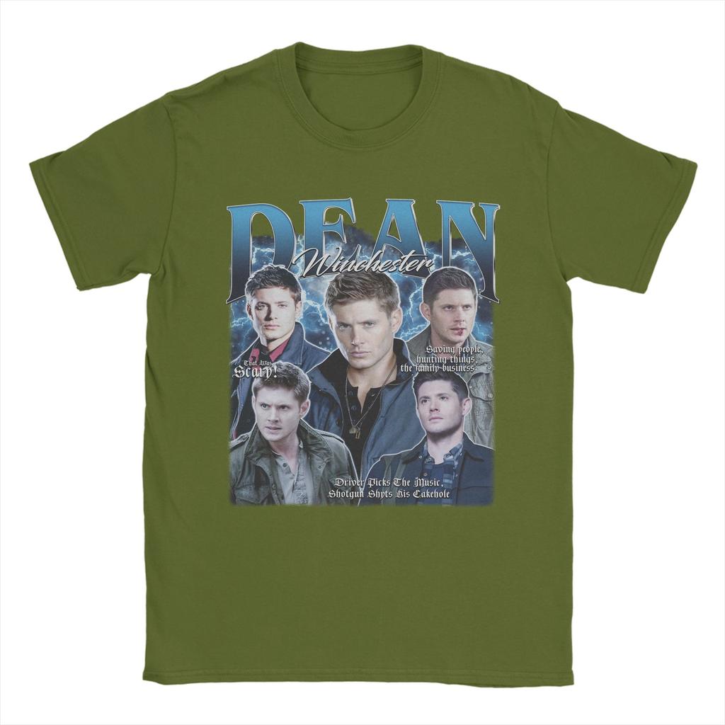 Мужские футболки Dean Winchester Supernatural Хлопковая одежда Повседневные футболки с коротким рукавом и круглым вырезом Идея для подарка Футболка