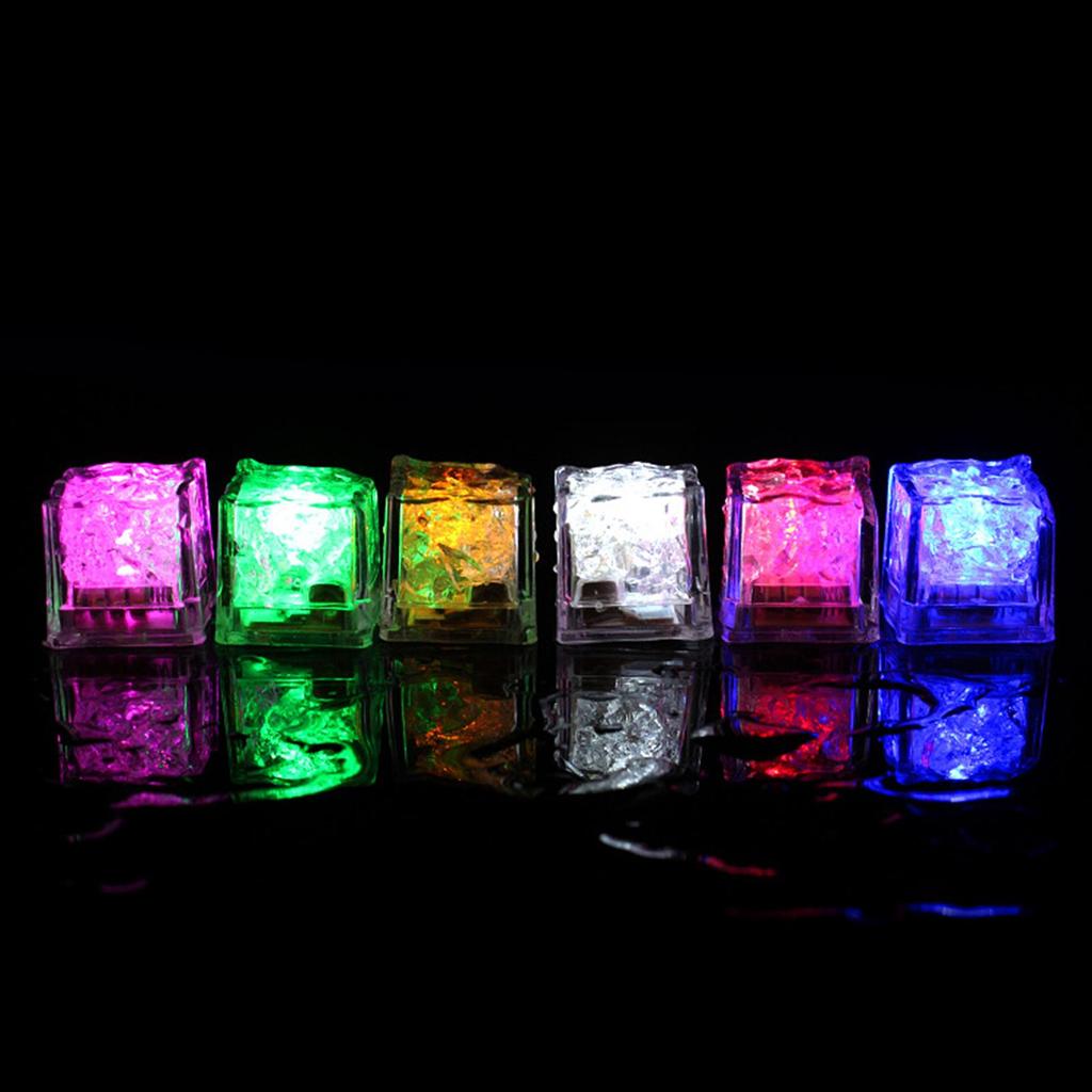 12 Pcs Multicolor Luminous Touch Ice Cubes Fun Party Favors Liquid Activated Bar Wedding Supplies
