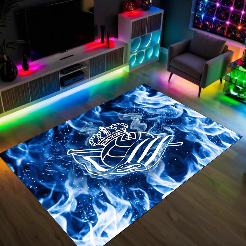 Real Sociedad FC Design Crystal Velvet Carpet Cozy Non?Slip Printed Rug For Bedroom Living Room Entrance