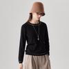 Zhao Jun Women's Fine Spun Crew Neck Contrast Stitch Knit Sweater