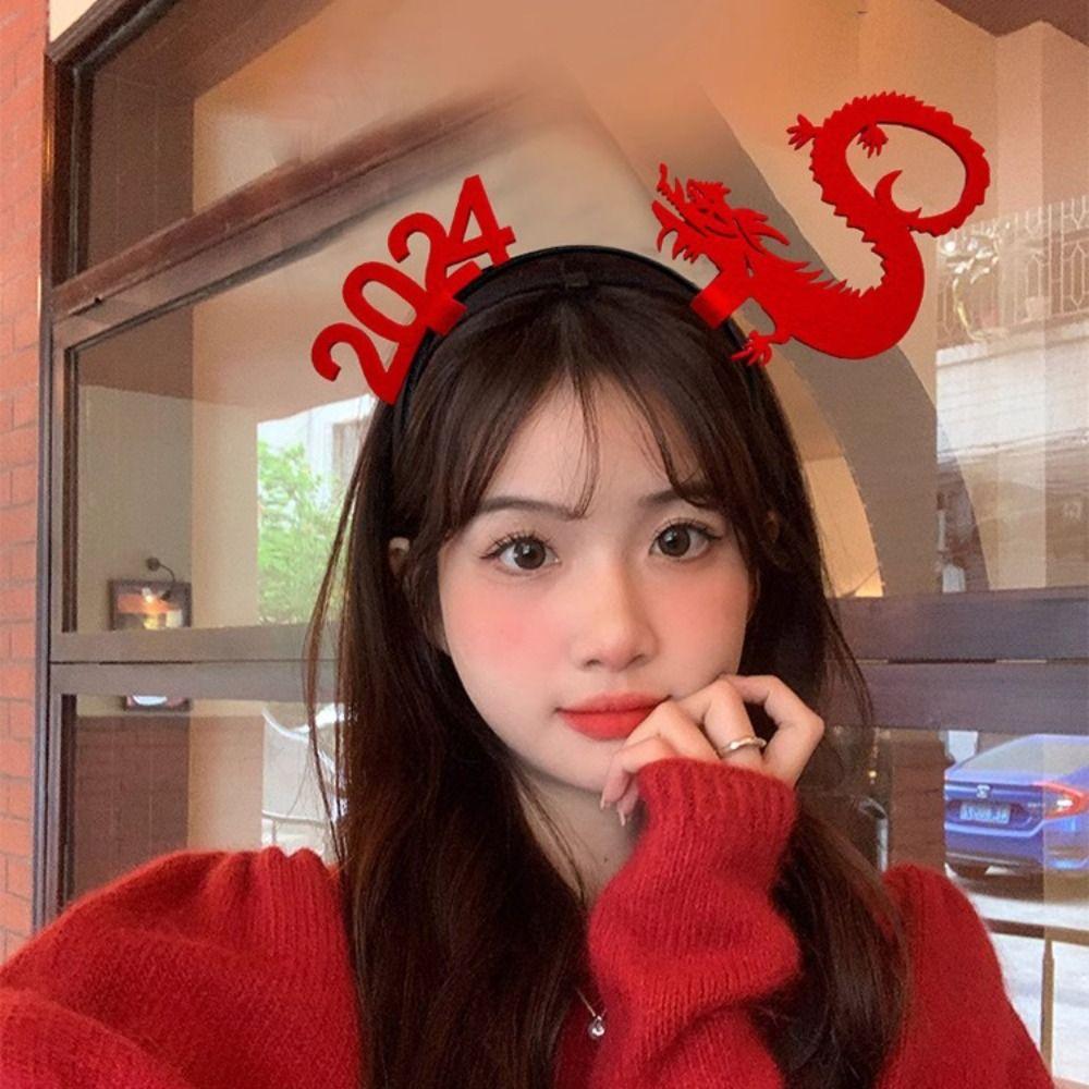 Mascot Dragon 2024 Happy New Year Headband Cartoon New Year Hairband Lovely Dragon Headband Girl