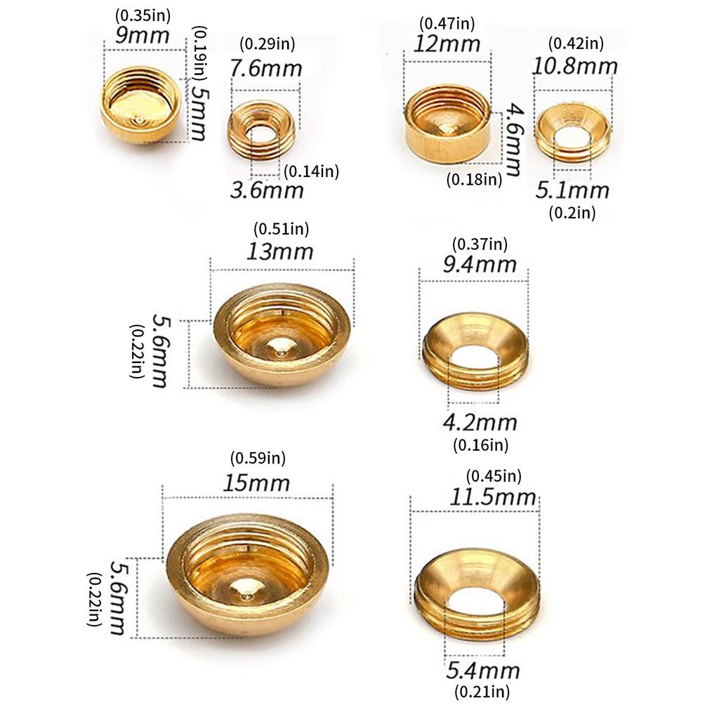 Упаковка из 8 прочных декоративных латунных винтов с зеркальными колпачками для крепления мебели, конструкция с защитой от ржавчины, мебельная фурнитура