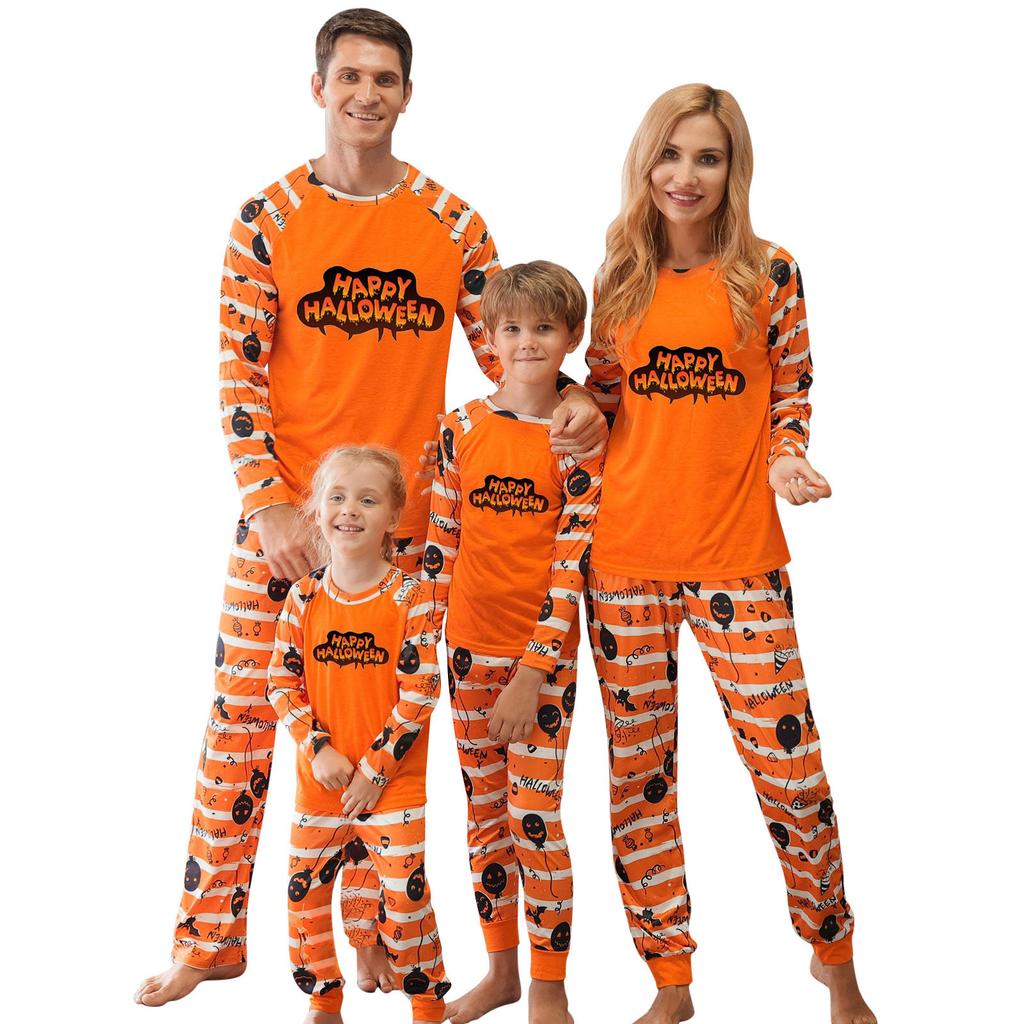 Halloween Print Cute Family Matching Sets Pajamas, Loungewear Outfits,Family Matching Long Sleeve Tops Pants Set
