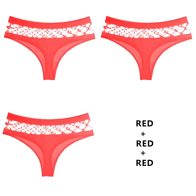 TERMEZY 3Pcs/Set Hollow Out G-String Seamless Sexy Panties Women Elasticity Underwear Temptation Middle-waist Panty