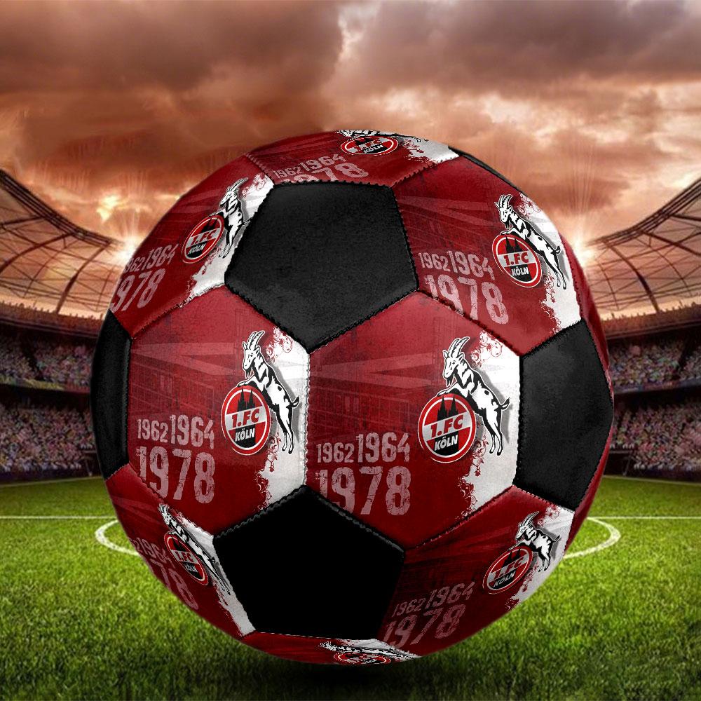 Koln FC Size 5 Soccer Ball, Machine-Stitched PVC, Durable & High Bounce, All Ages Fit, fan merchandise, matches & outdoor use.