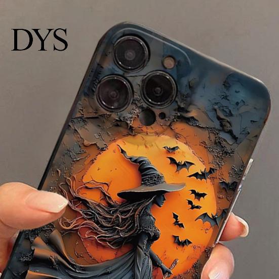 Ударопрочный чехол для телефона Хэллоуинская ведьма для IPhone 16/15 Pro Max Ударопоглощающая крышка Прочный с жестким ПК и мягким ТПУ Защита от царапин 360 градусов
