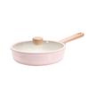 CAROTE Сковорода с керамическим покрытием для индукционных и газовых плит, Легкая в использовании, Идеально подходит для жарки и всех видов нагрева, Розовый цвет вишни, Крышка, 24 см, Не содержит PFAS, свинца, кадмия,