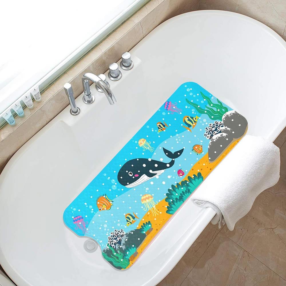 Long Cartoon Non-Slip Bath Mat, Anti-Skid Shower Bathtub Mats with Sucker, Soft Pad, Kid's Bathroom Carpet, Elder Rug, 40x100cm