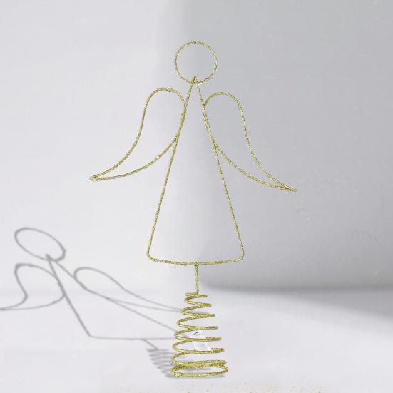 Angel Christmas Tree Topper LED Warm Light Energy-Saving Wrought Iron Angel Ornament Xmas Home Decor
